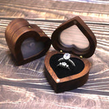 Love Pair Ring Box Walnut Solid Wood Storage Display Jewelry Box