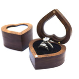 Love Pair Ring Box Walnut Solid Wood Storage Display Jewelry Box
