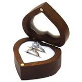 Love Pair Ring Box Walnut Solid Wood Storage Display Jewelry Box