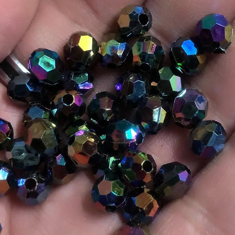 50/100pcs 8mm AB Spacer Round Acrylic Beads for Jewelry Making