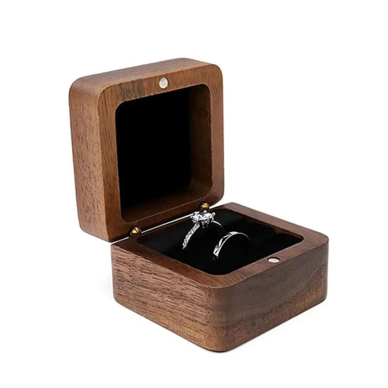 Wooden Wedding Ring Storage Box Jewelry Holder