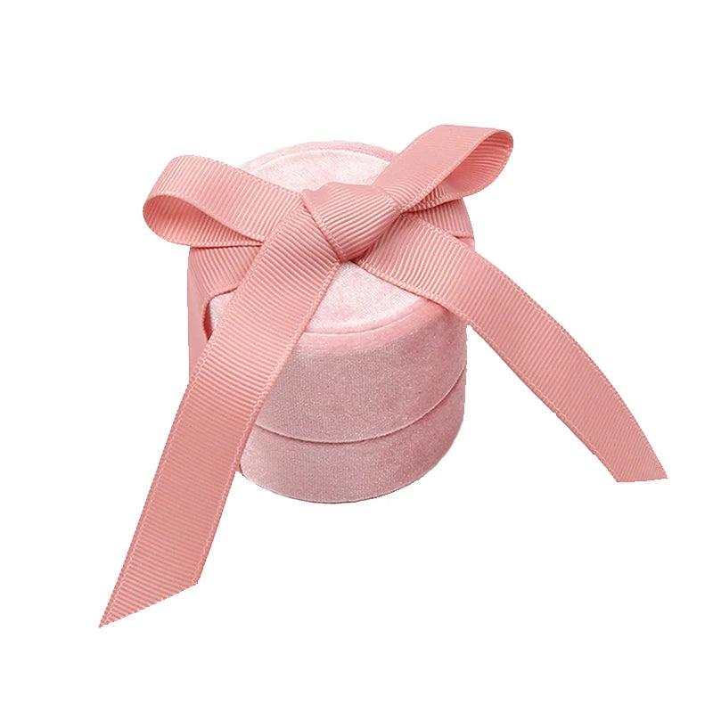 Pink Velvet Jewellery Box Pendant necklace holder Love Ring Box jewelry case