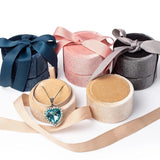 Velvet Ring Display Jewellery Box Round Bow Wedding Earrings Pendants Gift
