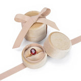 Velvet Ring Display Jewellery Box Round Bow Wedding Earrings Pendants Gift