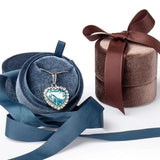 Velvet Ring Display Jewellery Box Round Bow Wedding Earrings Pendants Gift