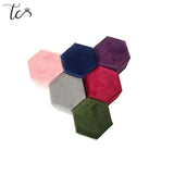 Velvet Double Ring Box Hexagon Wedding Ceremony Ring Box with Detachable Lid