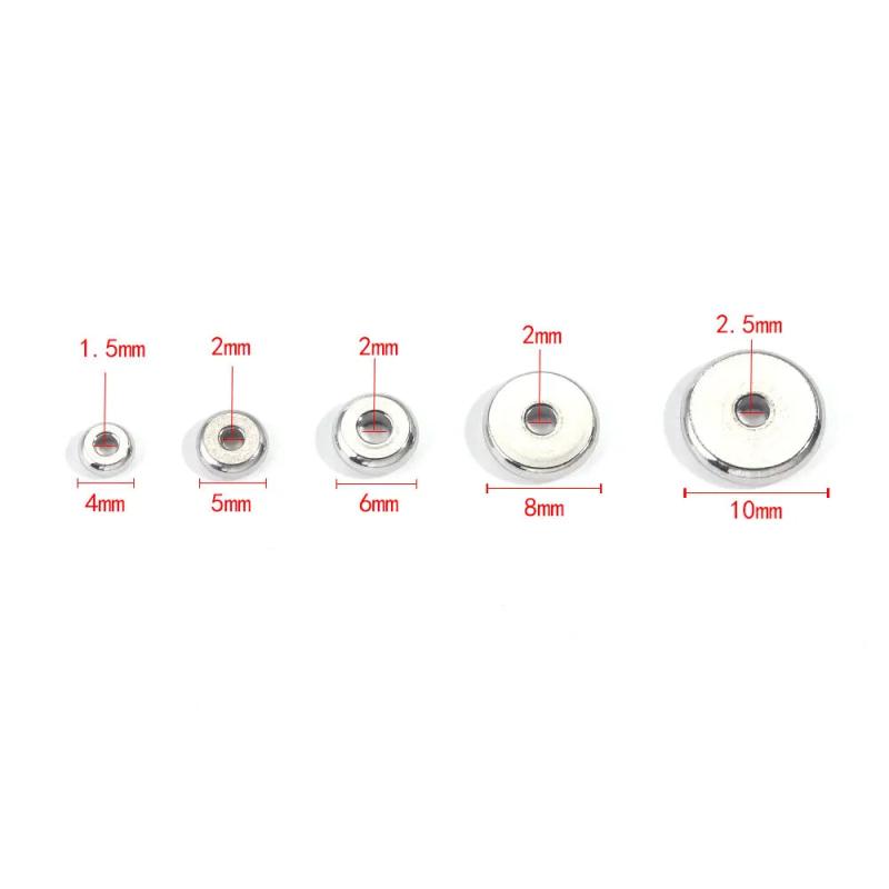50pcs Flat Round Spacer Beads Stainless Steel DIY Bracelet Jewelry Accessories