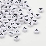 100pcs 4x7mm Acrylic Letter A-Z Beads Round Flat Loose Beads