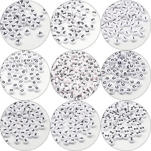 100pcs 4x7mm Acrylic Letter A-Z Beads Round Flat Loose Beads