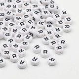100pcs 4x7mm Acrylic Letter A-Z Beads Round Flat Loose Beads