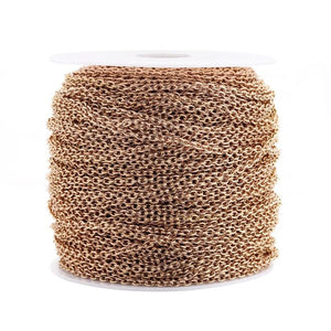 2m Stainless Steel Rose Gold/Gold Link Chain Necklace Bulk Cable 2mm Width