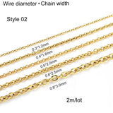 2m Stainless Steel Rose Gold/Gold Link Chain Necklace Bulk Cable 2mm Width