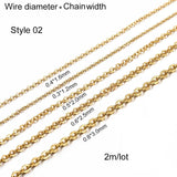 2m Stainless Steel Rose Gold/Gold Link Chain Necklace Bulk Cable 2mm Width