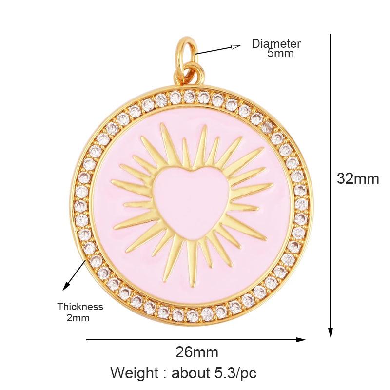 Enamel Heart Charm Neon Pink Pendant Oil Dropped