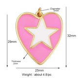 Enamel Heart Charm Neon Pink Pendant Oil Dropped