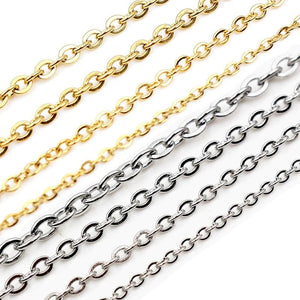 5M Stainless Steel Squash Cross Necklace Chains, DIY Jewelry Findings