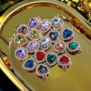 10Pcs Crystal Multicolor Heart-shaped Rhinestones DIY Jewelry Set
