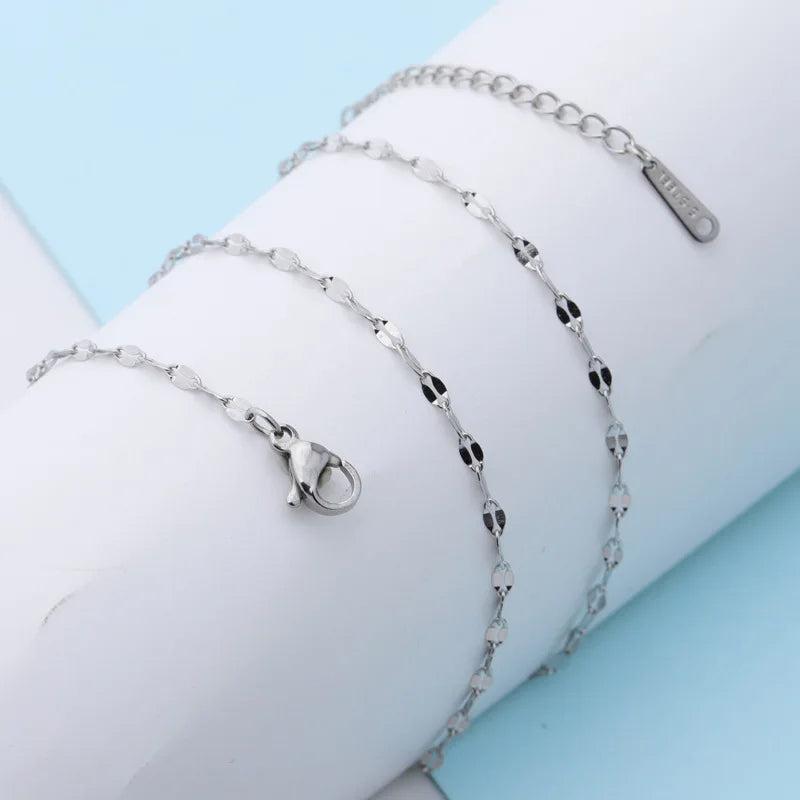 5pcs Stainless Steel Water-wave Chain Necklace 40 45 50 Length for DIY Pendant
