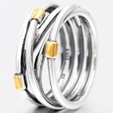 925 Sterling Silver Eternity Entwined Rope Crystal Ring