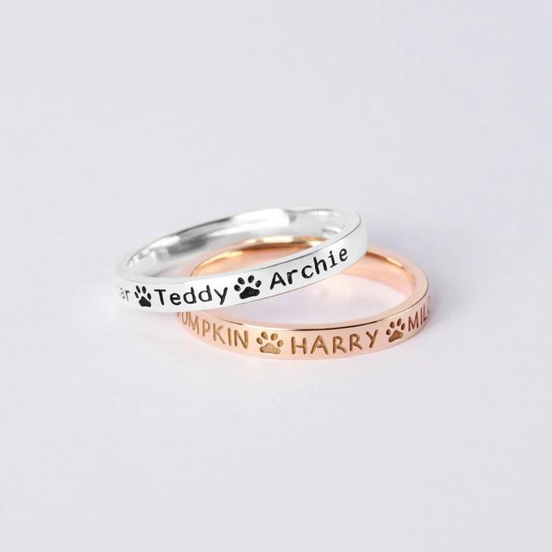 Custom Pet Name Ring Print Name Jewelry Gift for Pet Lover