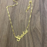 Water Wave Chain Name Necklace Stainless Steel Pendant Choker for Women