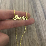 Water Wave Chain Name Necklace Stainless Steel Pendant Choker for Women