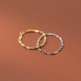 925 Silver Cuban Chain Finger Rings for Women