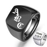 Personalized Engraved Name Signet Ring Stainless Steel