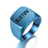 Personalized Engraved Name Signet Ring Stainless Steel