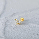 Marquise Pearl 925 Silver Stud Earring Women 16G Thread Piercing Fine Jewelry