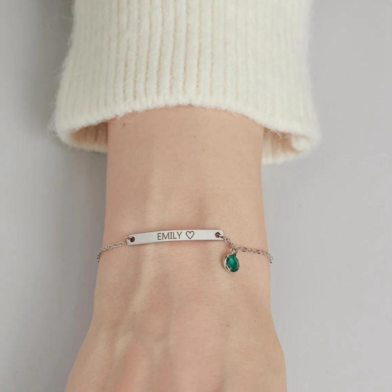 Personalized Birthstone Bracelet Friendship Bracelet Sister Bridesmaid Jewelry