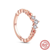 925 Silver Butterfly Crown Double Zircon Rings Women Gift