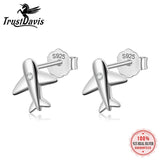 925 Silver Aircraft Airplane Plane Stud Earrings For Women Wedding