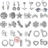 925 Silver Flower Heart Earrings Women Jewelry Ear Studs