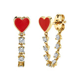 925 Silver Needle Heart Earrings Colorful Crystal Stud Earrings
