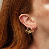 925 Silver Needle Heart Earrings Colorful Crystal Stud Earrings