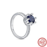 925 Sterling Silver Princess Crown Heart CZ Silver Ring