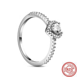 925 Sterling Silver Princess Crown Heart CZ Silver Ring