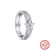 925 Sterling Silver Princess Crown Heart CZ Silver Ring