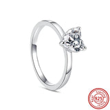 925 Sterling Silver Princess Crown Heart CZ Silver Ring
