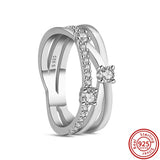 925 Sterling Silver Princess Crown Heart CZ Silver Ring
