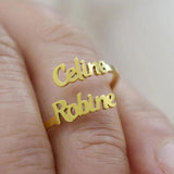 Personalized Family Rings for Women Men - Stainless Steel Adjustable Couple Ring