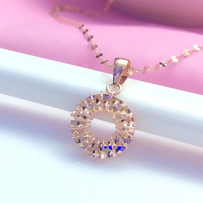 Purple Geometric Necklace for Women 14K Plated Circle Pendant