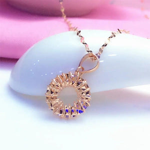 Purple Geometric Necklace for Women 14K Plated Circle Pendant