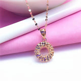 Purple Geometric Necklace for Women 14K Plated Circle Pendant
