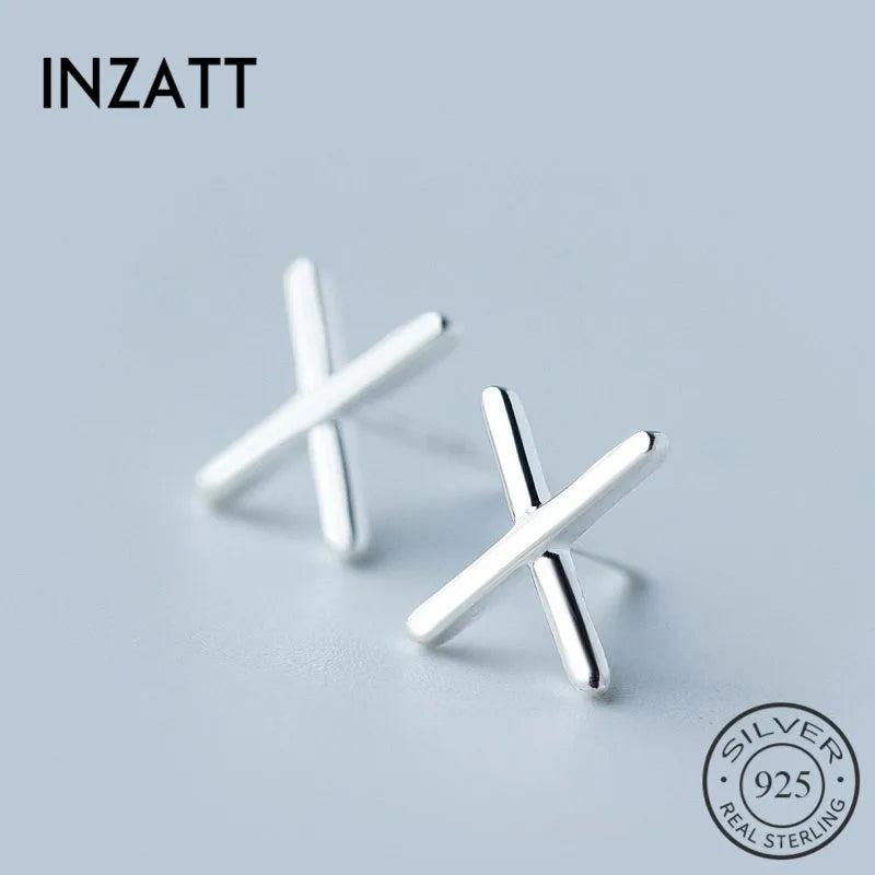 925 Silver Letter X Stud Earrings Charm Men Jewelry