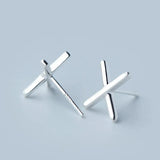 925 Silver Letter X Stud Earrings Charm Men Jewelry