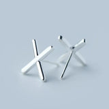 925 Silver Letter X Stud Earrings Charm Men Jewelry