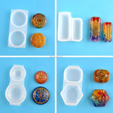 Faceted Round Square Orgonite Resin Pendant Mold Crystals Stones