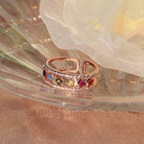 Delicate 585 Rose Engagement Ring with Zircon Wedding Band